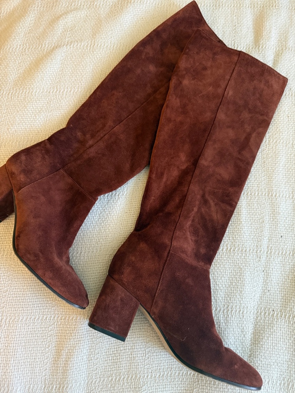 Via Spiga Tall Suede Block Heel Boots - Brown